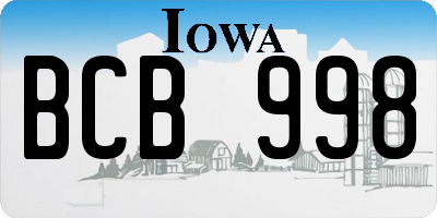IA license plate BCB998