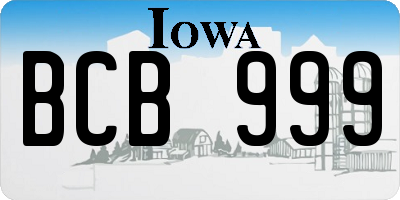 IA license plate BCB999