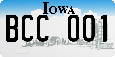 IA license plate BCC001