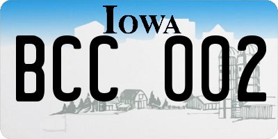 IA license plate BCC002