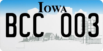 IA license plate BCC003