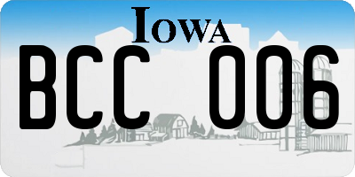IA license plate BCC006