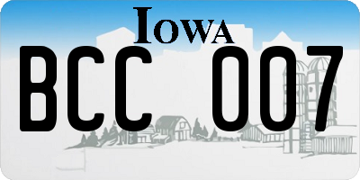 IA license plate BCC007