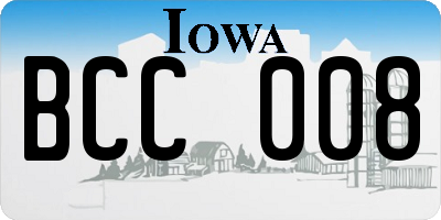 IA license plate BCC008
