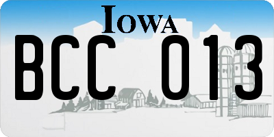 IA license plate BCC013