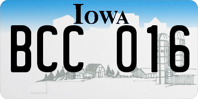 IA license plate BCC016