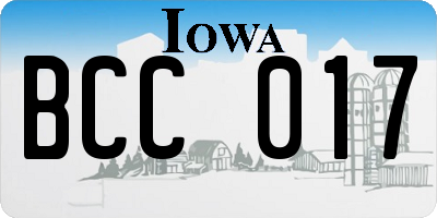 IA license plate BCC017