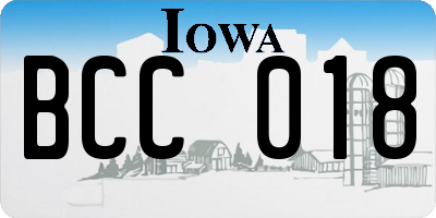 IA license plate BCC018