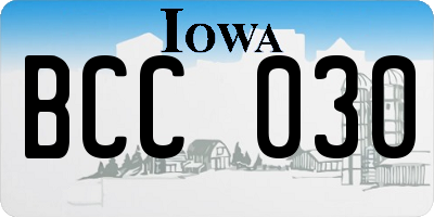 IA license plate BCC030