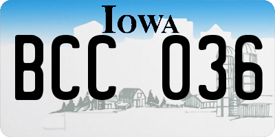 IA license plate BCC036