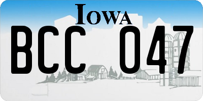 IA license plate BCC047