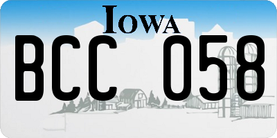 IA license plate BCC058
