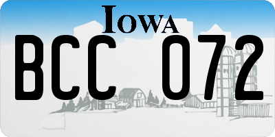 IA license plate BCC072