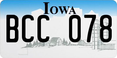 IA license plate BCC078