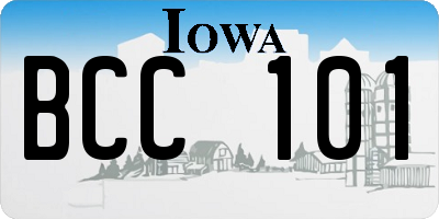 IA license plate BCC101