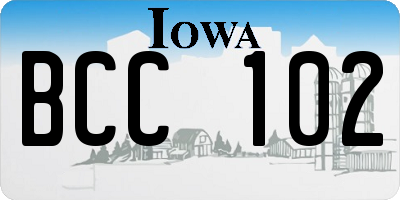IA license plate BCC102