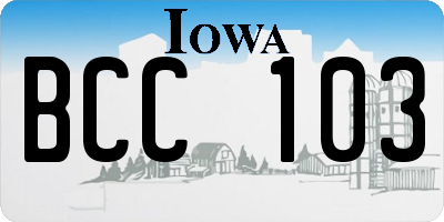 IA license plate BCC103