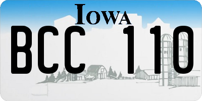 IA license plate BCC110
