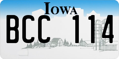 IA license plate BCC114