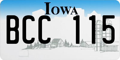 IA license plate BCC115