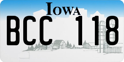 IA license plate BCC118