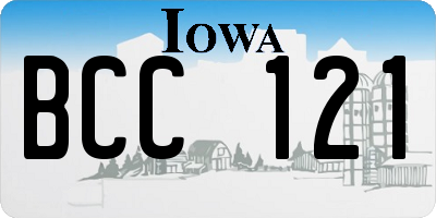 IA license plate BCC121