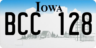 IA license plate BCC128