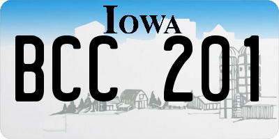 IA license plate BCC201