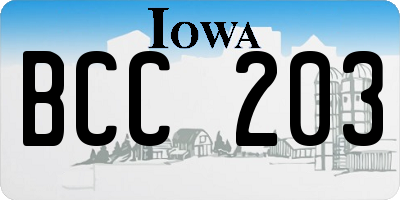 IA license plate BCC203