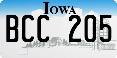 IA license plate BCC205