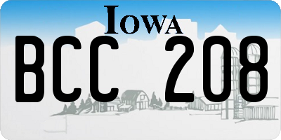 IA license plate BCC208