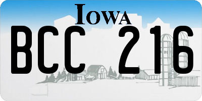 IA license plate BCC216