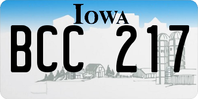 IA license plate BCC217