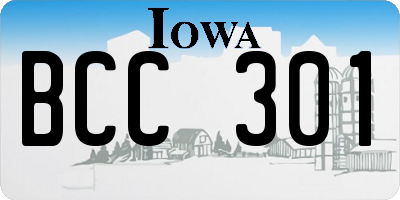IA license plate BCC301