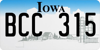 IA license plate BCC315