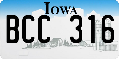 IA license plate BCC316