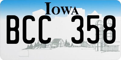 IA license plate BCC358