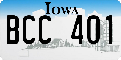 IA license plate BCC401