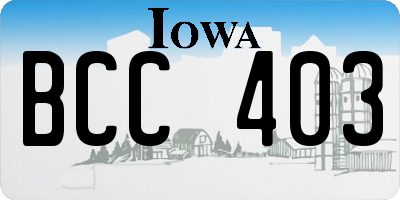 IA license plate BCC403