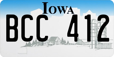 IA license plate BCC412