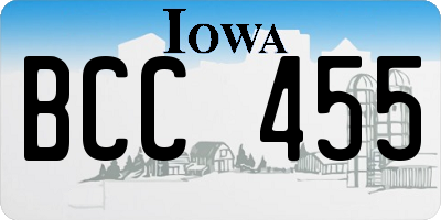IA license plate BCC455