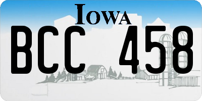 IA license plate BCC458