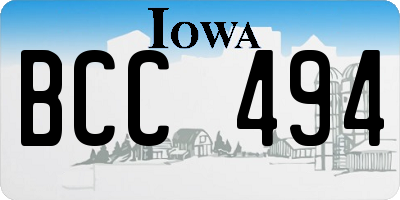 IA license plate BCC494