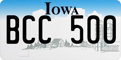 IA license plate BCC500