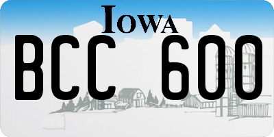 IA license plate BCC600