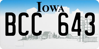 IA license plate BCC643