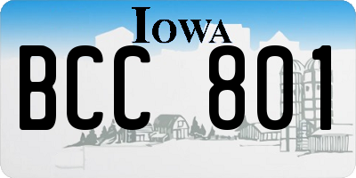 IA license plate BCC801