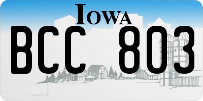 IA license plate BCC803