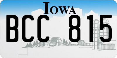 IA license plate BCC815