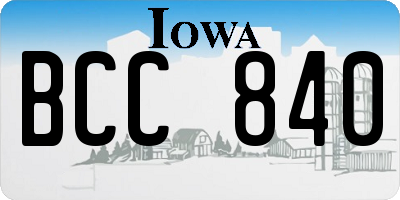 IA license plate BCC840